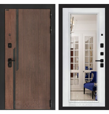 Входная дверь Кармина с Зеркалом Фацет - Белый софт