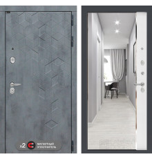 Входная дверь Бетон с зеркалом Панорама - Белый софт